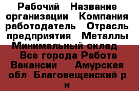 Рабочий › Название организации ­ Компания-работодатель › Отрасль предприятия ­ Металлы › Минимальный оклад ­ 1 - Все города Работа » Вакансии   . Амурская обл.,Благовещенский р-н